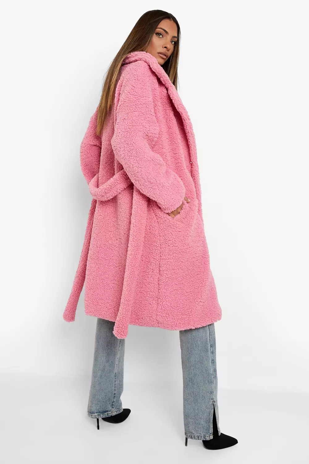 Dusky pink clearance teddy bear coat